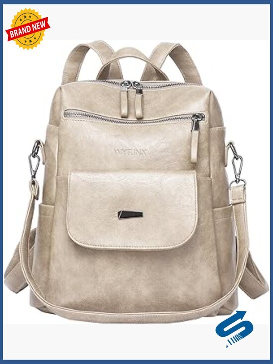 Faux Leather Backpack Purse with Multi Pockets - Adjustable Straps - main image 6